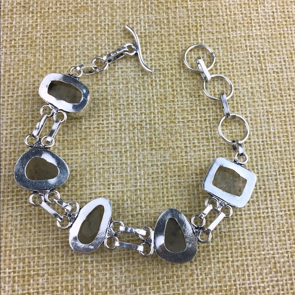 New Rutile Quartz Crystal Stone Silver Overlay Bracelet 6 1/4 6 3/4 7 1/4 - Picture 7 of 8